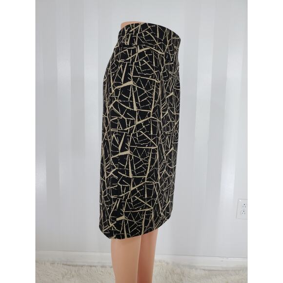 GRACE Women's Black & Tan Patterned Straight Skirt Sz 6 - Picture 2 of 6